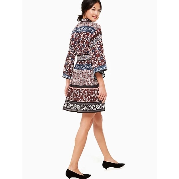 Kate Spade Patchwork Roseta Dress in Deep Russet - Picture 2 of 11